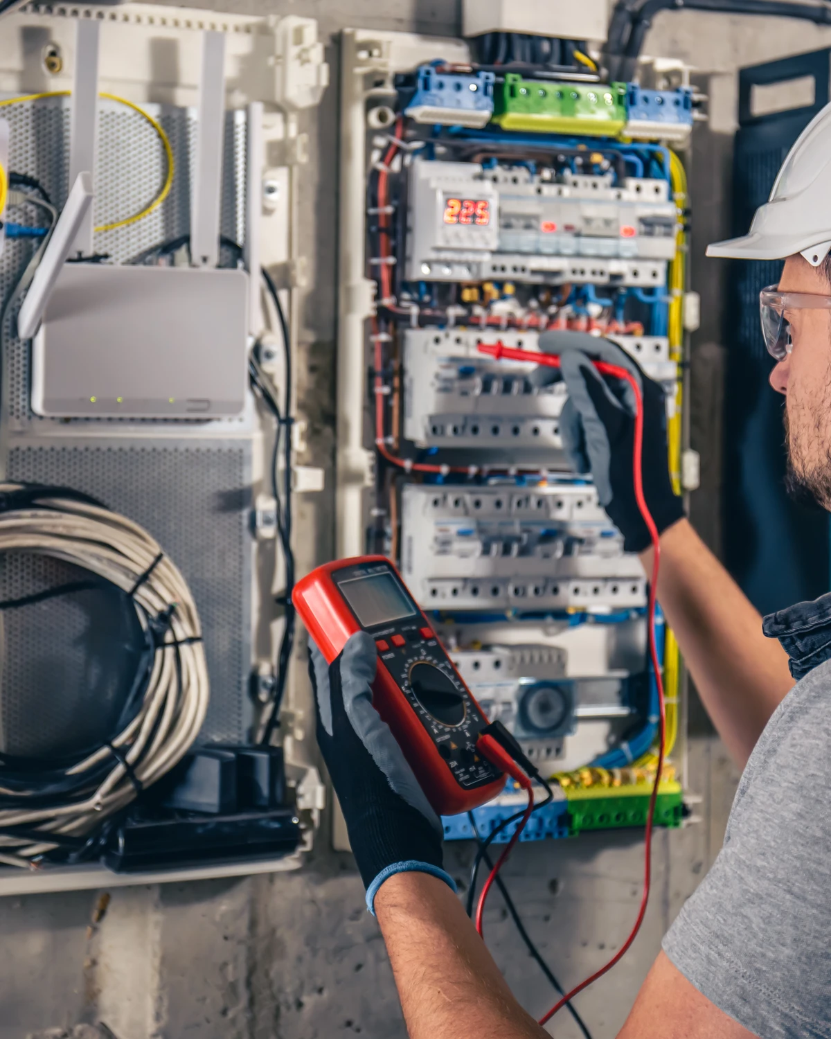Field service technician reviewing digital work order