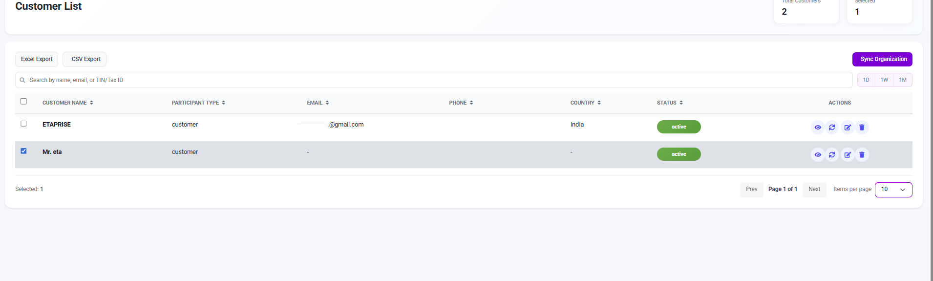 Customer synchronization in progress