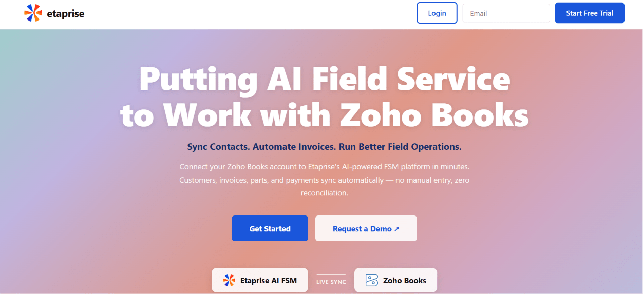 Zoho Marketplace – Etaprise FSM listing